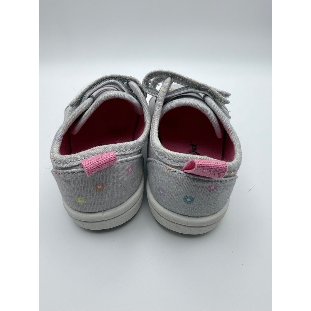 Cat & Jack Baby Girl's Sneakers Size 5 Gray Floral‎ Canvas Shoes Toddler - Picture 4 of 7